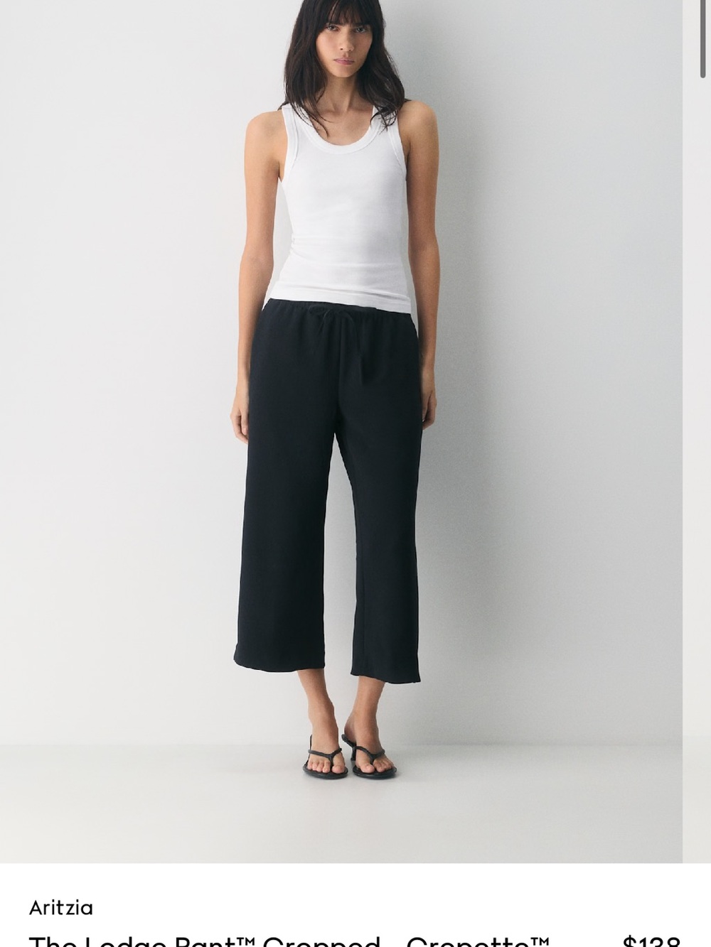 Aritzia Black lodge crepette crop xs